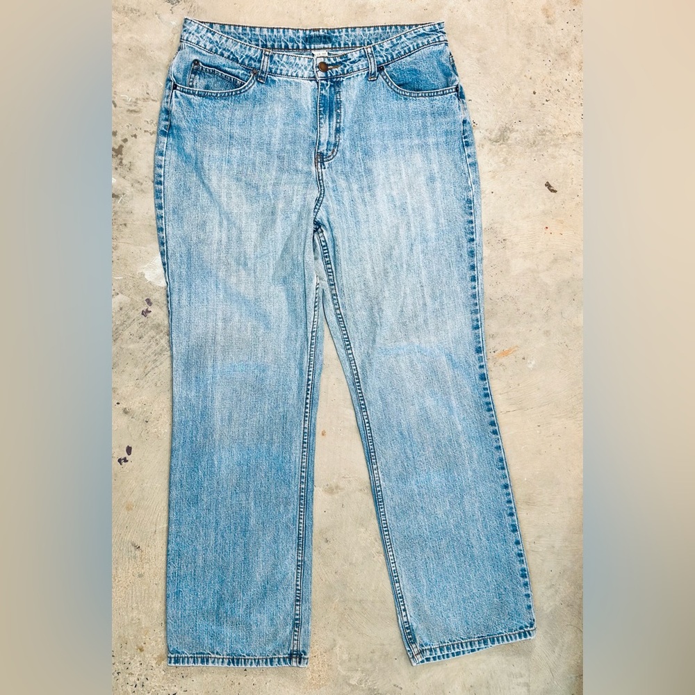 VINTAGE Denim Jeans LOOSE Fit - Womens Sz 14 Avg Light Wash - BLUE